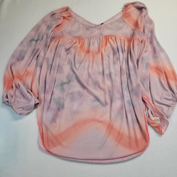 Free People Mystic Tie-Dye Pink Purple Oversized Split Sleeves Tunic Size Small - Picture 1 of 11